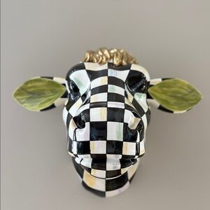 Mackenzie -Childs Courtly Check Cow Head Wall Decor